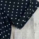 Maison Jules Medium Button Front Short Sleeve Black Top with White Polka… Photo 4