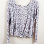 Free People Laguna Floral Open Sexy Back White/Blue Blouse Photo 1