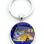 New Celestial Volkswagon Hippie Bus Bag Charm Keychain Photo 0
