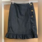 Leifsdottir by Anthropologie Ruffle Denim Skirt Size 2 Black Photo 0