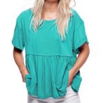 Free People Short sleeve dark teal babydoll top never worn Photo 0