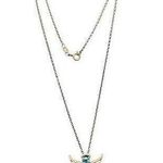 Sterling Silver Angel Pendant Necklace Aquamarine CZ Chain 18" NWOT Photo 0