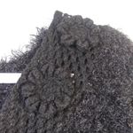 Sharagano  Black Fuzzy Eyelash Short Sleeve Top Size L Photo 6