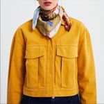 ZARA Cropped Boxy Denim Jean Jacket in Yellow Size Small Photo 0