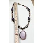 Purple & Brown Beaded Necklace With Large Glass Center Pendant Photo 3