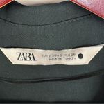 ZARA  V Neck Button Front Shirt Blouse Dark Green Small Long Sleeve Photo 8