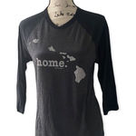 The Home T Hawaii Long Sleeve Baseball Tee Women’s Small | Black Gray Raglan Photo 0
