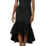 NWT Making The Cut Black Mermaid Dress XS Romantic Ruffle Flounce Runway Fashion Photo 0