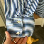 J.Crew Band Collar Ruffle Front Striped Long Sleeve Shirt Photo 6