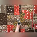 Vintage 70s orange patchwork floral boho bell sleeve tie maxi dress, size medium Brown Photo 14