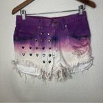 Levi's Levi’s 505 CUSTOM purple pink white ombre hearts distressed cutoff shorts W31 Photo 5