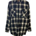 Mossimo Women's Flannel Shacket Shirt Black White Plaid Button Front S Small Photo 0