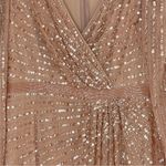Mac Duggal 5715 Sequin Wrap-Over Long-Sleeve Embellished Gown, Rose, Size 10 Photo 5