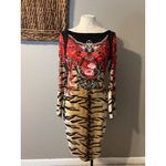 Roberto Cavalli  Red and Black Long Sleeve Silk Dress Photo 12