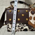 Betsey Johnson Western Brown & Black Cow Crossbody Bag with Heart Accents Charms Photo 13