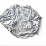 Love Riche Baby Blue Lace Trimmed Blouse Photo 1