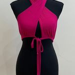 Garage Hot Pink Wrap Twist Halter Top Photo 0