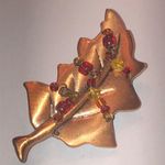Copper Leaf Brooch with Wire Beaded Accents Brown Photo 1
