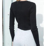 Brandy Melville Women's  Black Ribbed Long Sleeve Crop Top Juniors S Photo 1