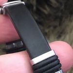 Unisex inlaid stone stainless steel silicone band Black Photo 10