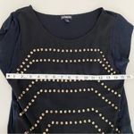 EXPRESS Black Amber Beaded Studded Rockercore Short-sleeved Tee Shirt Top Small Photo 5