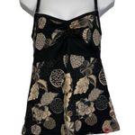 The North Face Women's  Ruched Black Cami Tank Top Floral Iconic Logo Size Small Photo 0