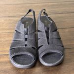 Bzees  Finale Sandals Woman's Size 11 M Elastic Strappy Black Wedge Shimmer Shoes Photo 2