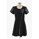 The Kooples Dress Womens Size 36 Sport Zip Front Short Sleeve Leather Contrast Photo 12
