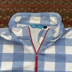 LIZZIE DRIVER BLUE GINGHAM PLAID HALF ZIP GOLF PULLOVER Photo 3