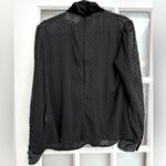 Mare Mare Women’s Hunt Velvet Sheer Polka Dot Blouse Black Size Medium M Photo 3