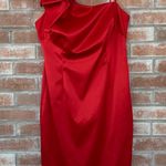 Eliza J One Shoulder Sheath Dress Knee Length Bow Red Women’s 14 Cocktail Party Photo 1