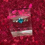 Boutique Aquamarine Birthstone Womens Ring Size 5 Sky Blue Sparkle Princess Cut Y2K gift Photo 8