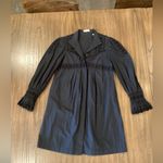 Rebecca Taylor  Lace Mock Neck Long Sleeve Poplin cotton mini  Dress black 0 Photo 11