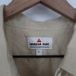 American Giant Linen Button Up Shirt Khaki Tan Short Sleeve Collared Size L Size L Photo 2