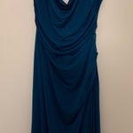 Lulus  Flawless Effect Dark Teal Slinky Knit Cowl Tie-Back Midi Dress Photo 2