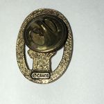 Saint Francis of Assisi Aged Gold Tone Vintage Religious Pin Photo 2