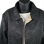 VTG 90s Silkland 100% Silk Quilted Jacket Floral Stitching Satin Women’s L NWT Black Size L Photo 2