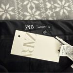 ZARA NWT  Black Faux Leather Pants High Rise Full Length Wide Leg Size Small Photo 3