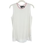 Theory  Lewie Silk Tank Top Ivory & Tomato Trim Size Small Photo 2