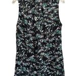Vera Wang Simply Black/Green Floral Chiffon Sleeveless Blouse Size Medium Ruffle Photo 3