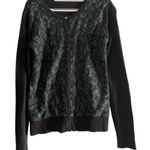 7th Avenue Design Studio Black and Green floral Lace Long Sleeve Cardigan Size S Photo 0