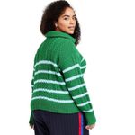 La Ligne x Target Sweater XXS Quarter Zip Striped Cable Knit Green Light Blue Photo 1