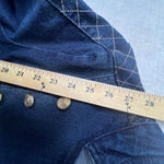 Venus  Denim Military Jacket Women’s Sz 2 Blue Quilted Sleeves Gold Buttons Chic Photo 5