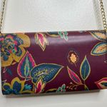 A New Day  Burgundy Wine Floral Clutch Crossbody Purse Gold Hardware Botanical Photo 4