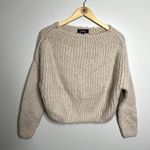 Lulus  Beige Wide Neck Knit Pullover Sweater Photo 2