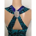 New. SKY 100% silk animal print dress with diamond belt. Normally $248 Blue Size XS Photo 7
