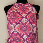 Free People NWT Coral Tides High Neck Floral Romper, Hollyhock Combo, Sz Large Photo 2