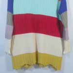Dress Up  Bright Multicolor Stripe Over Sized Distressed Knit Sweater Size S Photo 2