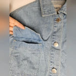 OAT New York Cropped Denim Jacket Waist Drawstrings Size‎ Small Oversized NWT Blue Photo 5