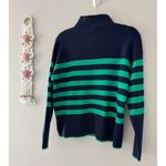 Tahari Striped Mock Neck Pullover Sweater Green Navy Blue Stylish Size Large Photo 5